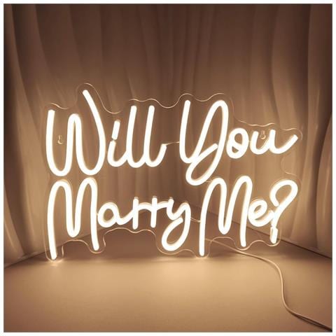 Insegna Al Neon Led ""mi Vuoi Sposare"" - Decorazione Romantica Per Proposta E Matrimonio - Foto 1
