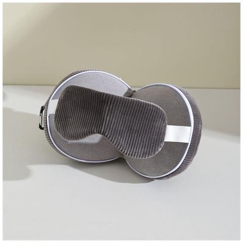 Cuscino Da Viaggio 2-in-1 A Forma Di U Con Maschera Per Gli Occhi Oscurante Per Sonno E Riposo Darkgrey - Foto 2