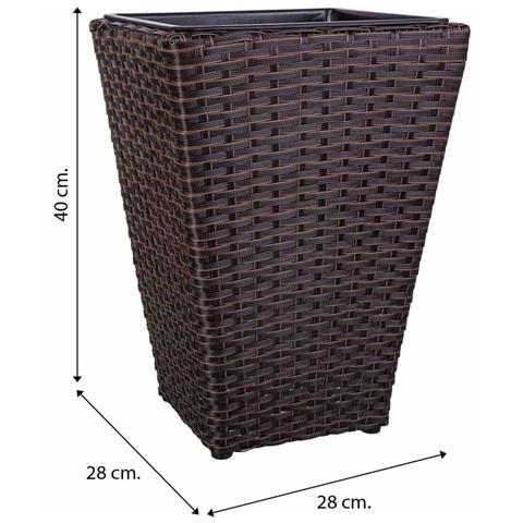 Fioriera In Polyrattan Marrone 28x28x40h - Foto 6