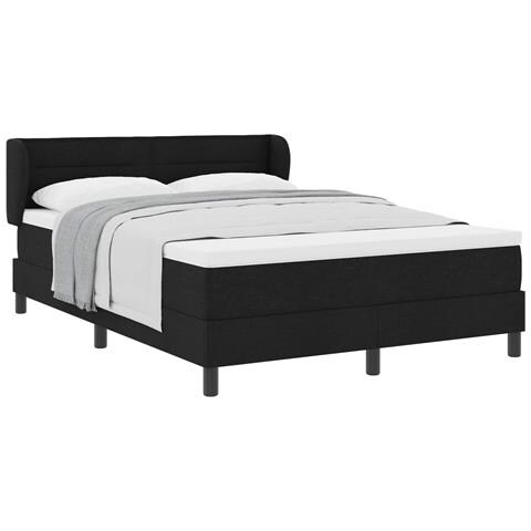 Letto a molle con materasso Nero 140 x 190 cm Tessuto - Foto 1