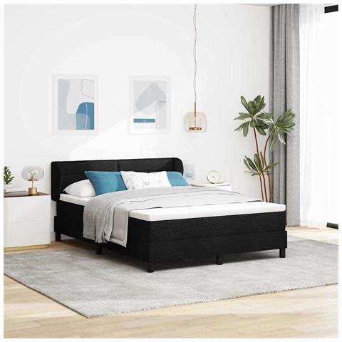 Letto a molle con materasso Nero 140 x 190 cm Tessuto - Foto 2