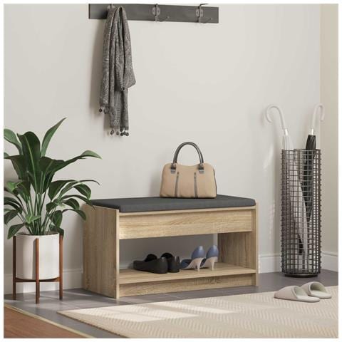 Panca per ingresso con cuscino Rovere Sonoma 83 x 38 x 45 cm - Foto 2