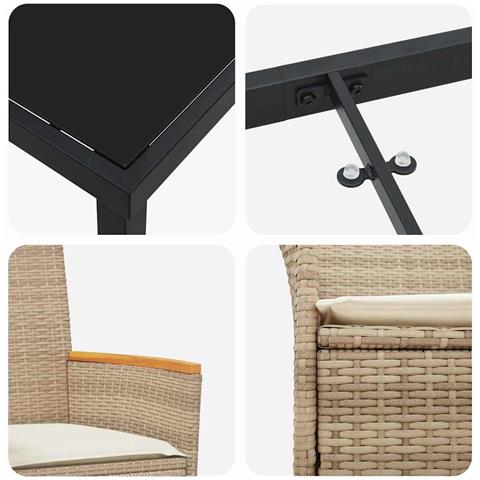 Set da Pranzo per Giardino 7 pcs Beige polyrattan - Foto 9