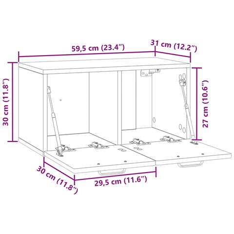 Mobile Porta TV da Muro Legno antico 59,5 x 31 x 30 cm - Foto 9