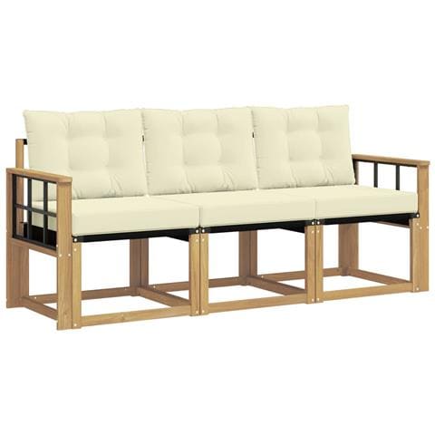 Set di divani da esterno con cuscino 3 pcs Bianco e Crema - Foto 1