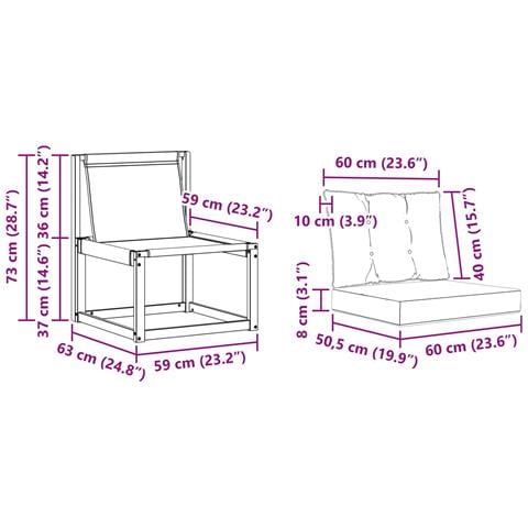 Set di divani da esterno con cuscino 3 pcs Bianco e Crema - Foto 7