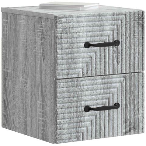 Mobiletto da notte a muro 2 pcs Grigio Sonoma 34,5 x 33 x 40 cm - Foto 2