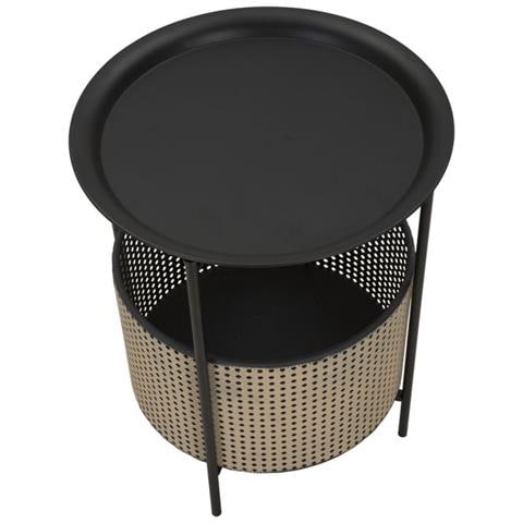 Tavolino Osaka In Ferro Con Cesto Integrato — Ø 40x50 Cm - Foto 2