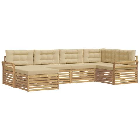 Set di divani da esterno 6 pcs Bianco e Beige - Foto 1