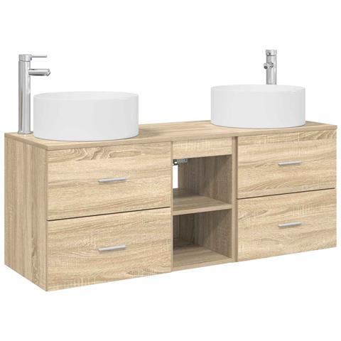 Set di mobili per il bagno 3 pz Rovere Sonoma - Foto 1
