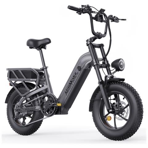 MileLink 1 Bici Elettrica Fat Tire 16'', doppia batteria 48V 18+23Ah, autonomia fino a 250km, portapacchi posteriore, freno idraulico a disco, Grigia - Foto 1