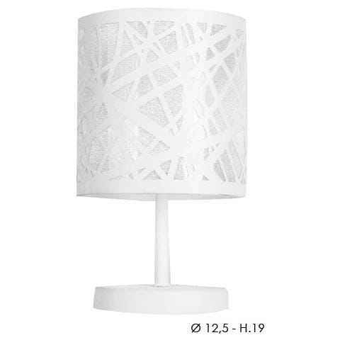 I-BATIK / L - Lampada da tavolo con decoro simil ragnatela bianca 40 watt E14 - Foto 2