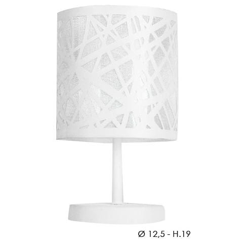 I-BATIK / L - Lampada da tavolo con decoro simil ragnatela bianca 40 watt E14 - Foto 1