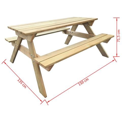 Tavolo Da Picnic In Legno 150 X 135 71,5 Cm - Foto 2