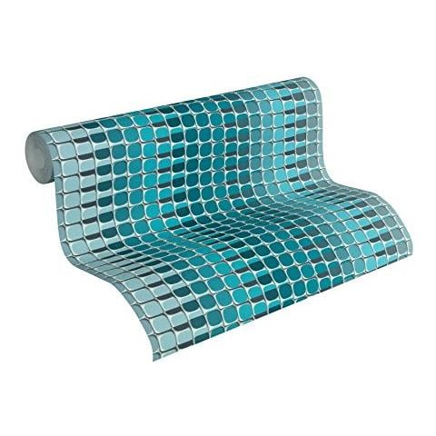 A. s. Cr? ation 327272 Carta Da Parati In Tessuto Non Tessuto Harmony In Motion By Mac Stopa, Effetto 3d, 10,05 X 0,53 M, Blu, Grigio, Bianco, 10,05 M (l? nge) X 0,53 M (breite)  - Foto 2