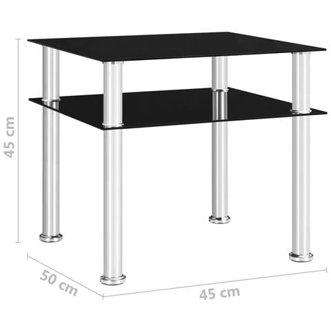 Tavolino Nero 45x50x45 Cm In Vetro Temperato - Foto 2