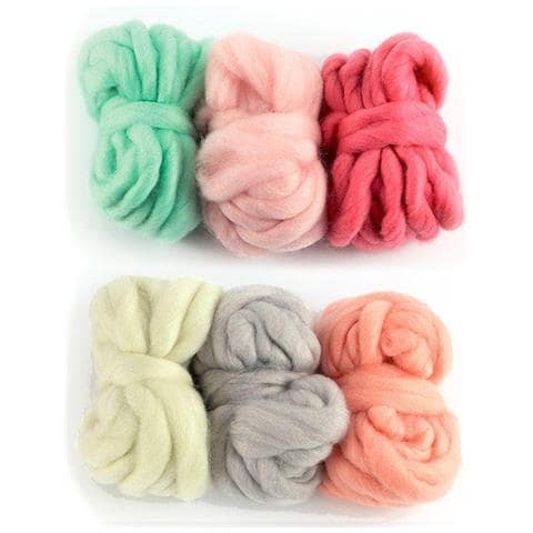 6 Gomitoli Di Lana 5 M - Bianco Sporco, Grigio Pallido, Corallo, Rosa Indiano, Rosa Confetto, Menta - Foto 1