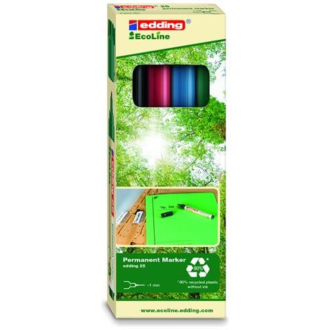 EcoLine 25 marcatore permanente Tipo di punta Nero, Blu, Verde, Rosso 4 pz - Foto 1