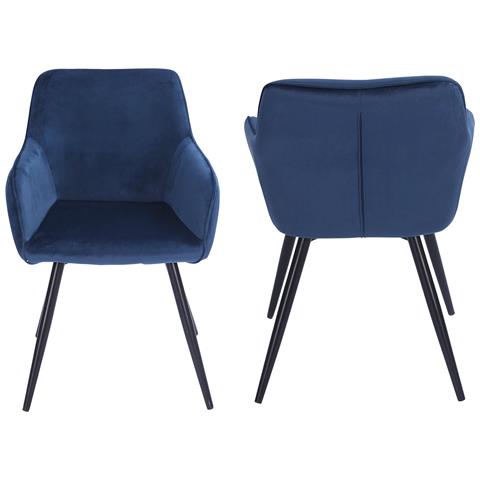 Sedia Vintage Gisele In Velluto Blu - Foto 9