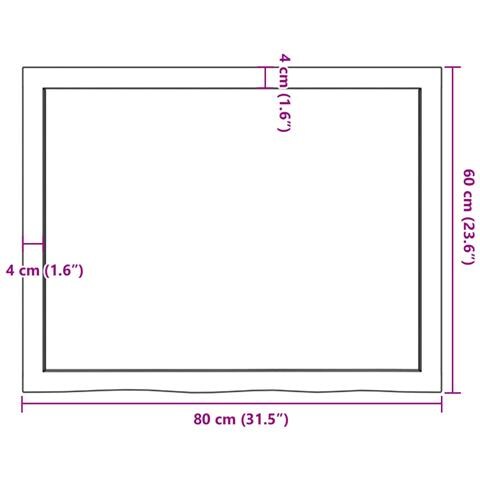 Piano Bagno Marrone Scuro 80x60x (2-4) cm Legno Massello Trattato - Foto 9