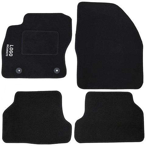 Tappetini Auto Compatibili Per Focus Dal 2005 Al 2011 | Tappeti Sagomati | In Moquette Nera | Logo Ricamato Battitacco E 2 Clip Di Fissaggio | Accessori Interni - Foto 1