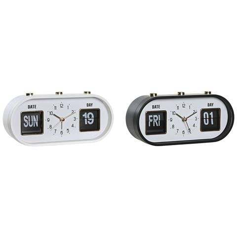 Orologio Sveglia 20 X 6 X 9,5 Cm Nero Bianco Pvc (2 Unità) - Foto 1