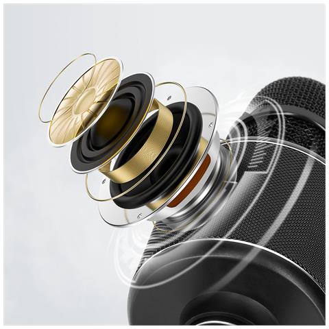 Micro Karaoke Wireless Bluetooth 5w Tasti Multifunzione, Nero - Foto 2