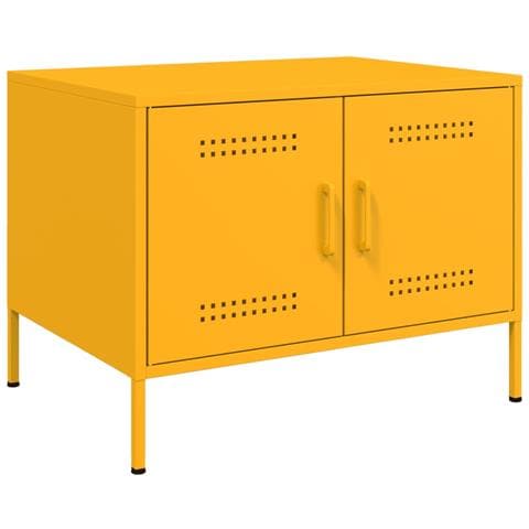 Tavolino da Salotto Giallo Senape 68x50x50,5 cm in Acciaio - Foto 1