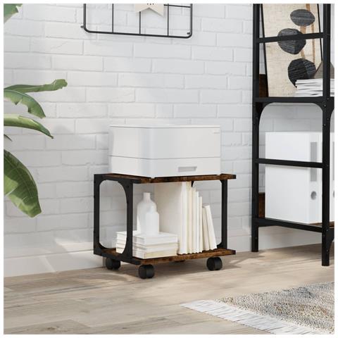 Supporto Stampante 2 Livelli Rovere Fumo 41x28x33,5 Multistrato - Foto 3