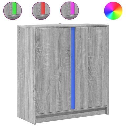Credenza con LED Grigio Sonoma 77x34x85 cm in Legno Multistrato - Foto 1