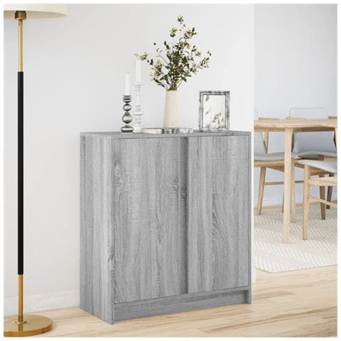 Credenza con LED Grigio Sonoma 77x34x85 cm in Legno Multistrato - Foto 10