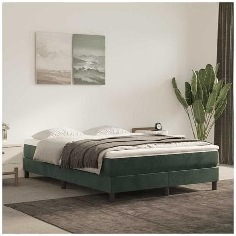 Materasso A Molle Verde Scuro 140x210x20 Cm In Velluto - Foto 1