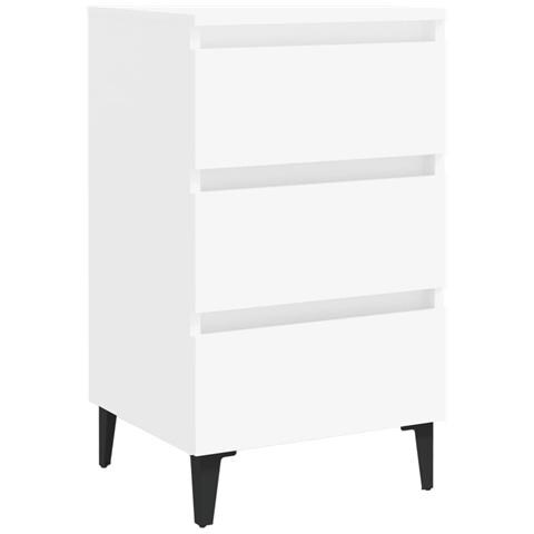 Comodino Con Gambe In Metallo Bianco 40x35x69 Cm - Foto 1