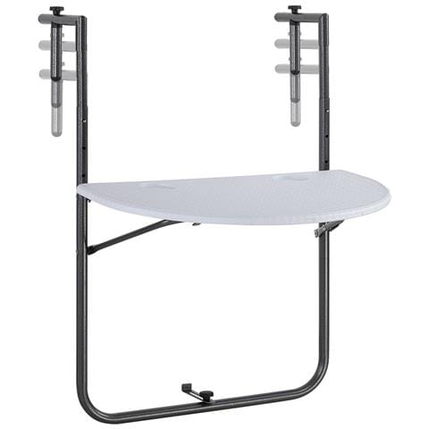 Tavolo Tavolino Ringhiera Esterno Balcone Pieghevole Metallo E Polyrattan Bianco - Foto 2