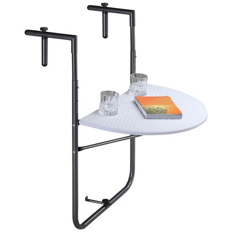 Tavolo Tavolino Ringhiera Esterno Balcone Pieghevole Metallo E Polyrattan Bianco - Foto 4