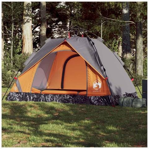 Tenda a Cupola 2 Persone Grigio e Arancione a Rilascio Rapido - Foto 1