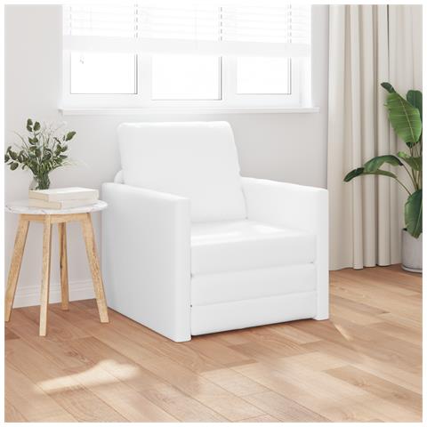 Divano Letto 2-in-1 Bianco 74x77x81 cm Pelle Sintetica - Foto 2