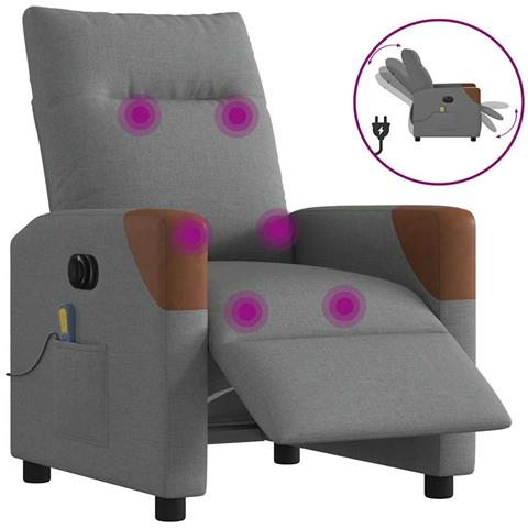 Poltrona Reclinabile Massaggio Elettrica Grigio Scuro Tessuto - Foto 1