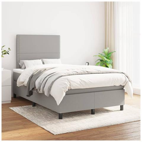 Giroletto a Molle con Materasso Grigio Chiaro 120x200cm Tessuto - Foto 2