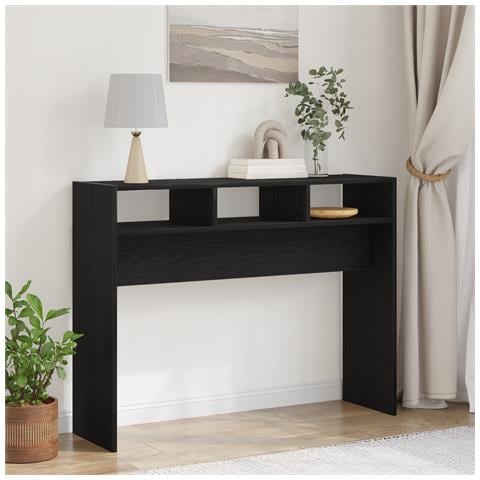 Tavolo Consolle Nero Rovere 105x30x80 cm in Legno Ingegnerizzato - Foto 2