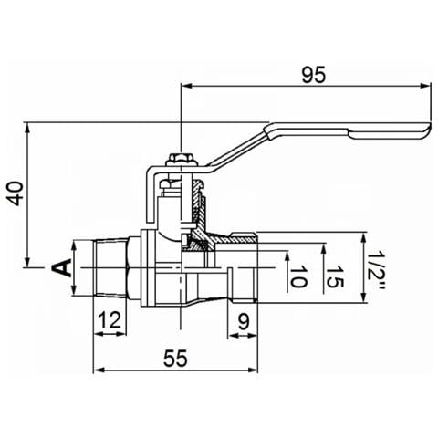 Valvola Sfera M,3/8""-m,1/2"" - Foto 2