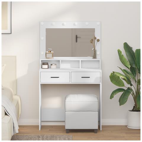 Toeletta  con luci LED, Bianca, 79x41x135 cm - Foto 2