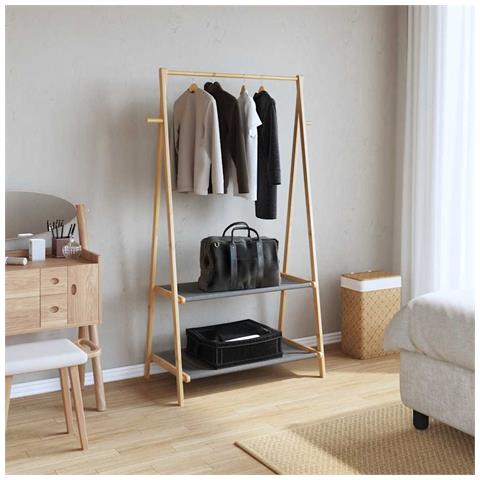 Appendiabiti con Ripiani 96x45,5x150,5 cm in Bambù - Foto 2