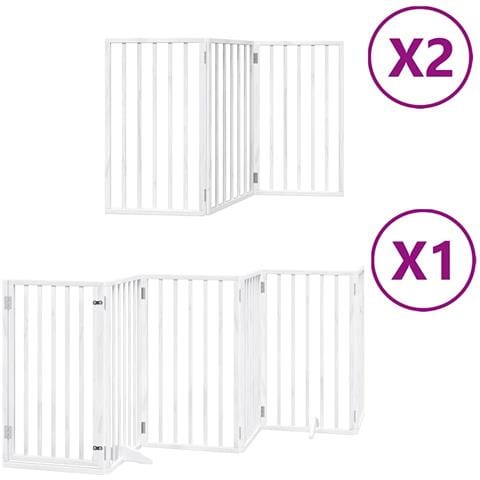 Cancello Cani Porta Pieghevole Bianco 12 Pannelli 600 cm Pioppo - Foto 1