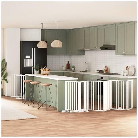 Cancello Cani Porta Pieghevole Bianco 12 Pannelli 600 cm Pioppo - Foto 2