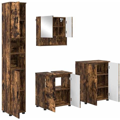 Set di mobili per il bagno 4 pcs Rovere fumo 61 x 35 x 64 cm - Foto 1