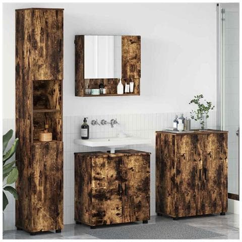 Set di mobili per il bagno 4 pcs Rovere fumo 61 x 35 x 64 cm - Foto 2