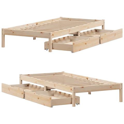 Letto senza Materasso 90x190 cm in Legno Massello di Pino - Foto 9