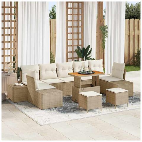 Set Divano da Giardino 10 pcs Beige e Crema 90 x 55 x 71 cm - Foto 2