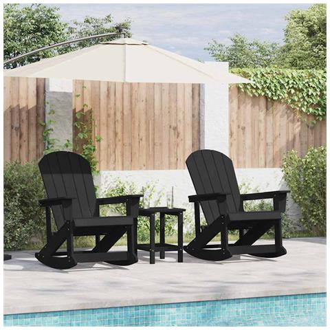 Sdraio Rocking Adirondack 2 pcs Nero HDPE - Foto 2